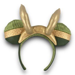 Disney Parks Marvel Loki Mischievous Mickey Mouse Ears Headband Green Gold